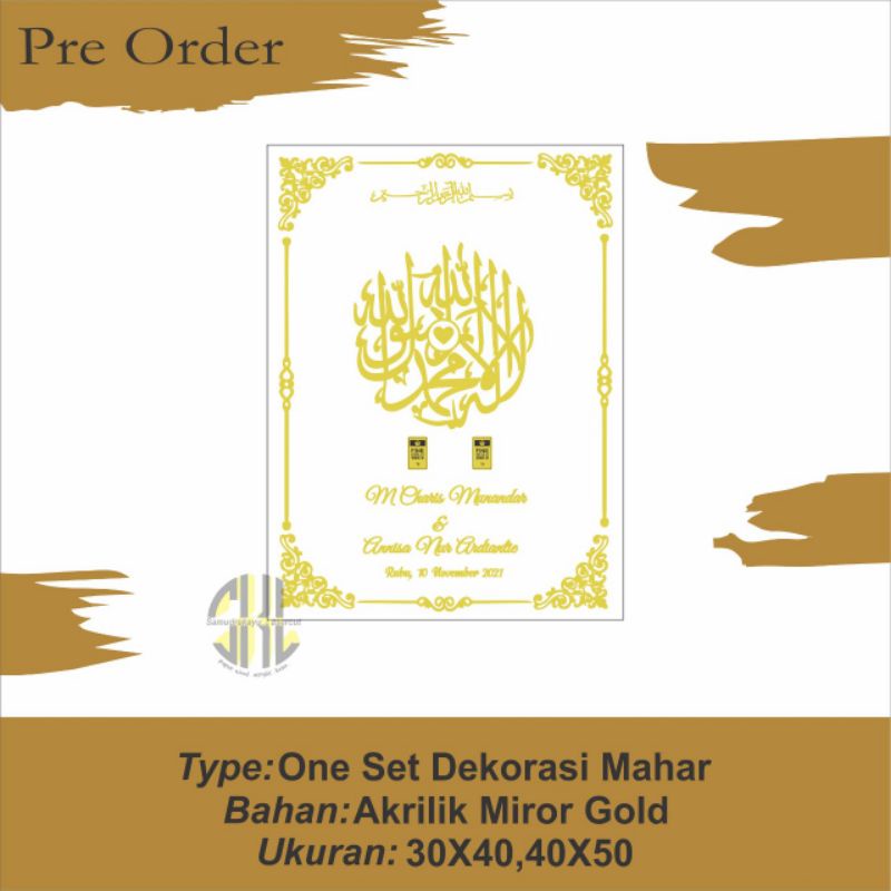 One Set Dekorasi Mahar (Akrilik Miror Gold)