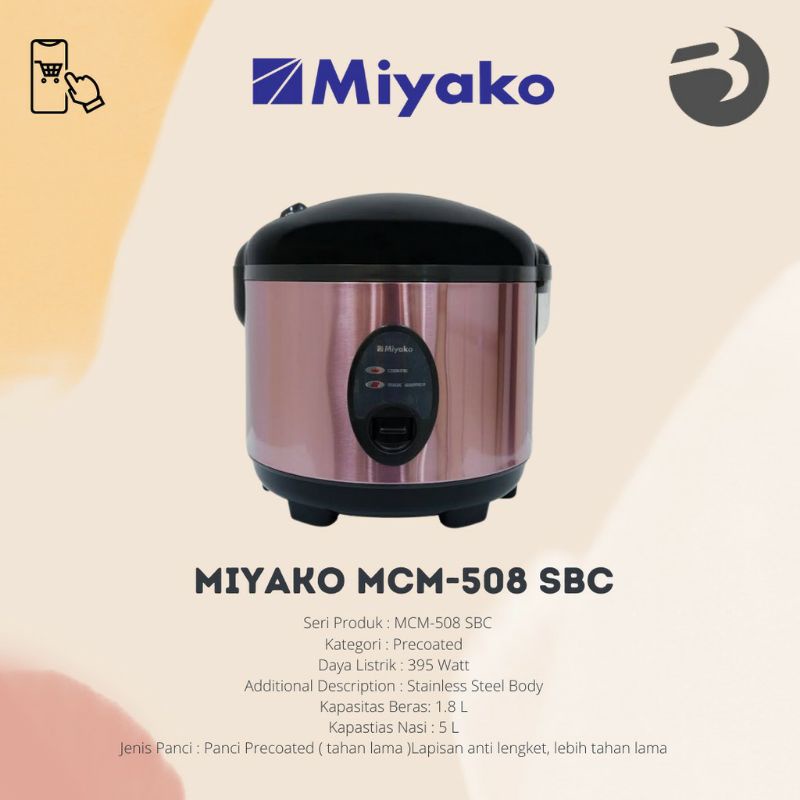 Rice Cooker 1,8L Miyako MCM-508 SBC | Penanak Nasi Miyako 508 SBC 1,8 Liter | Magic Com Miyako 508sb