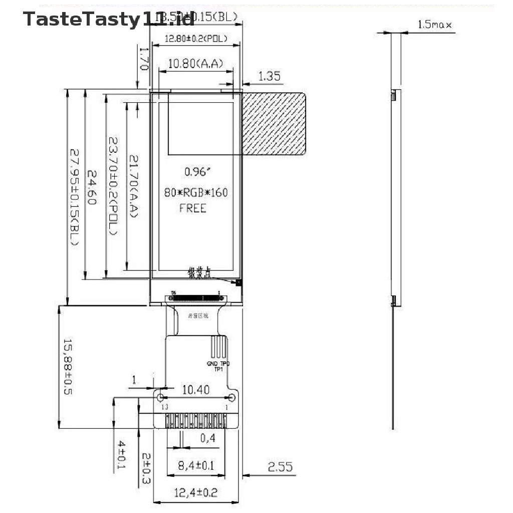 Modul Layar LCD TFT Display ST7735 Drive 3.3V 13PIN SPI HD 0.96 &quot;IPS
