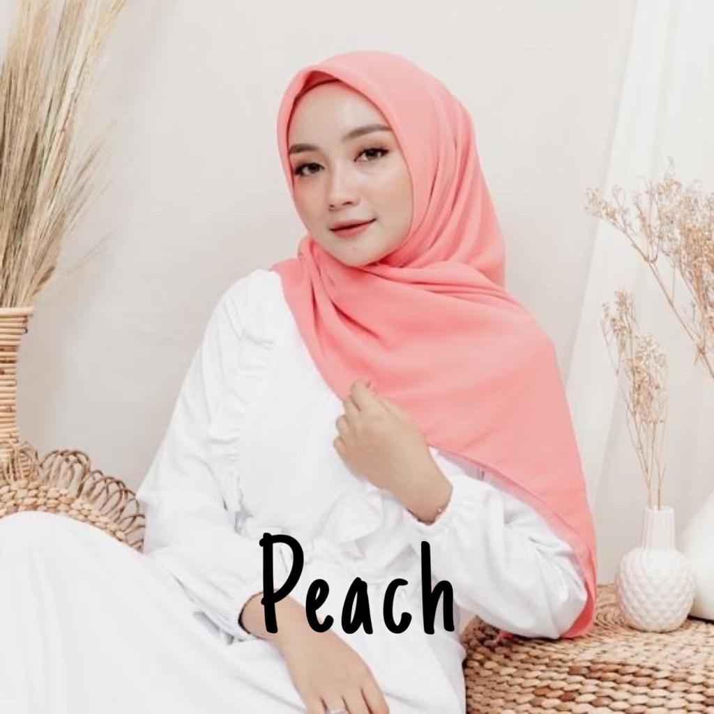 Hijab Segi Empat Bella Square Jilbab Maula Kerudung Bela Square Bahan Polycotton Premium Part 2-Bella Peach