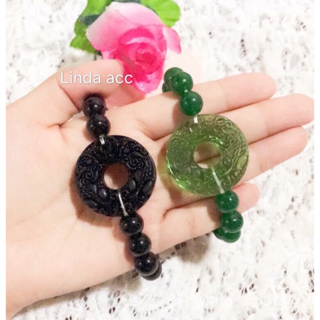 ready gelang giok naga warna hitam dan hijo