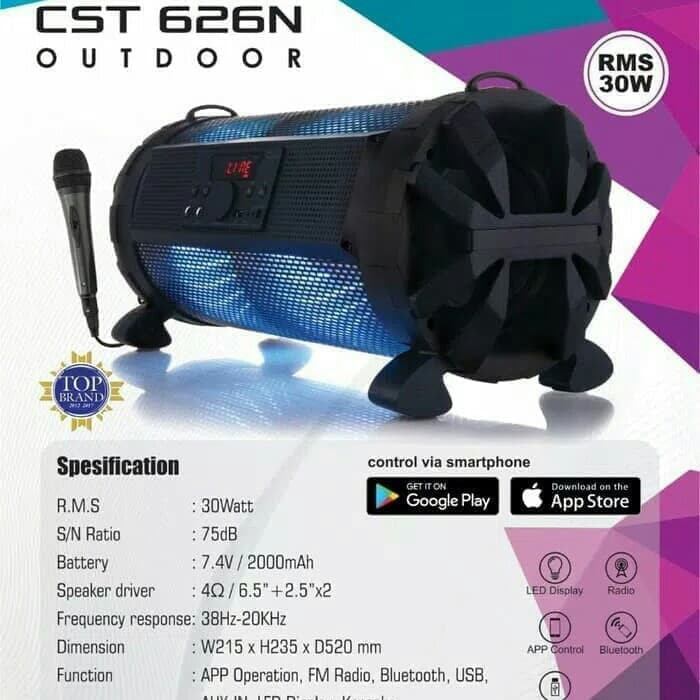 SPEAKER MULTIMEDIA SIMBADDA CST 626N (KARAOKE) SUBWOOFER MUSIC PLAYER FREE MIC