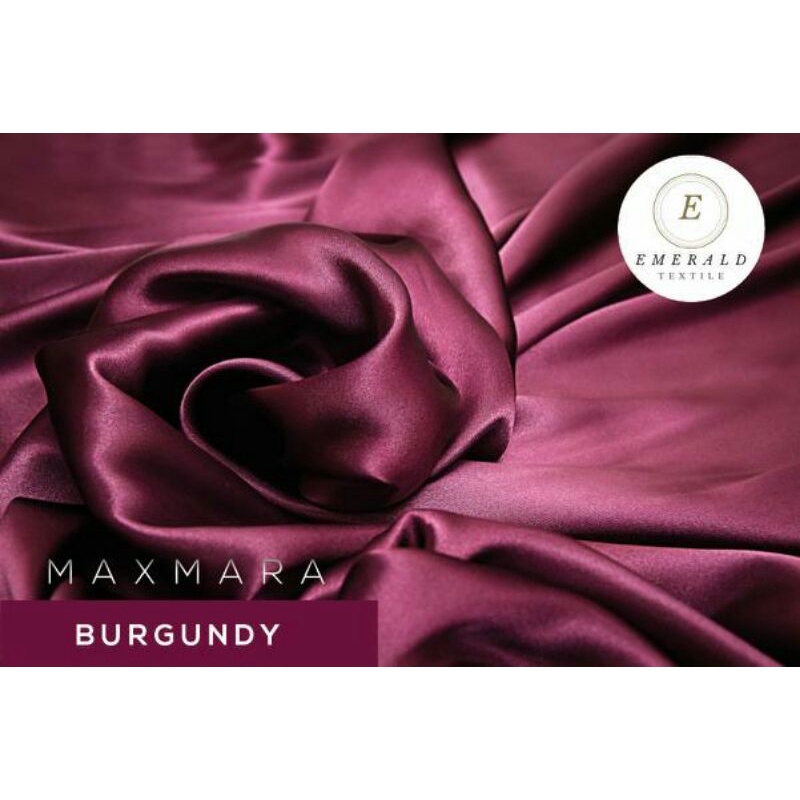 ( BUKAN HIJAB ) SETENGAH METER Kain Satin Charmuse Maxmara Silk Premium - Burgundy/Plum ( HARGA PER 50cm KAIN )