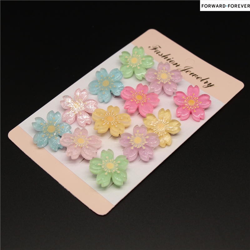 12pcs Bros Pin Kombinasi Bunga Daisy Cherry Blossom Bahan Plastik M70069