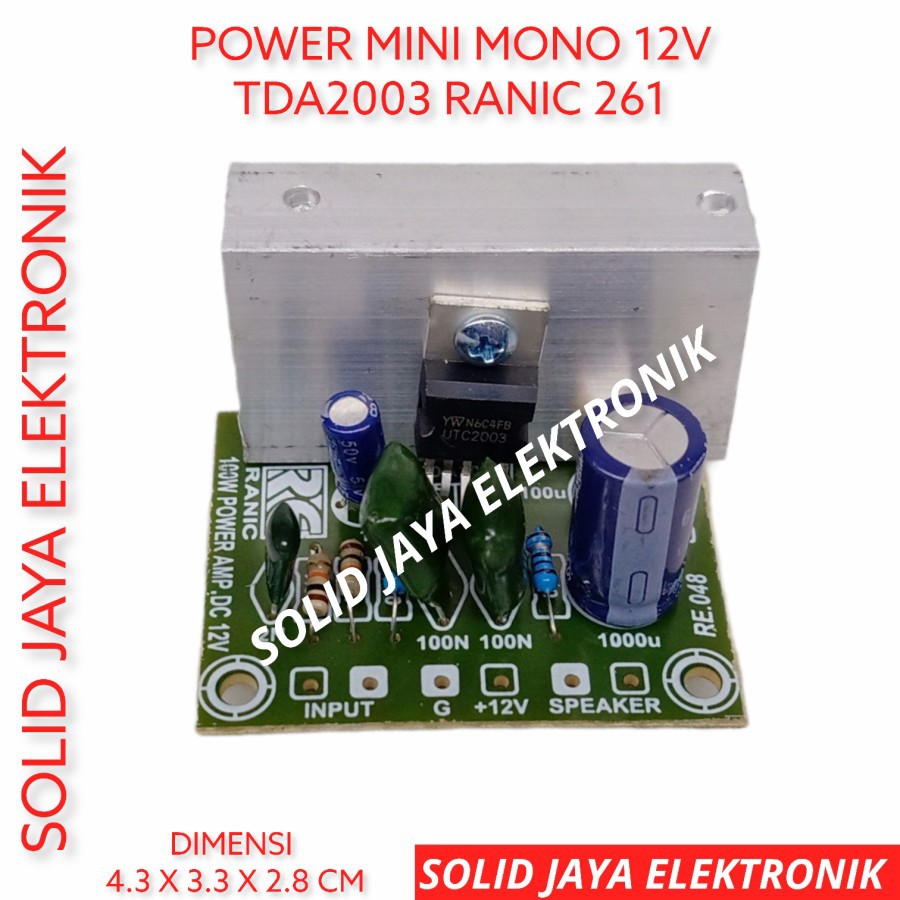 KIT POWER MINI MONO 12V DC TDA2003 12 VOLT V AMPLIFIER AMPLI TDA 2004 RANIC 261 ASLI ORIGINAL