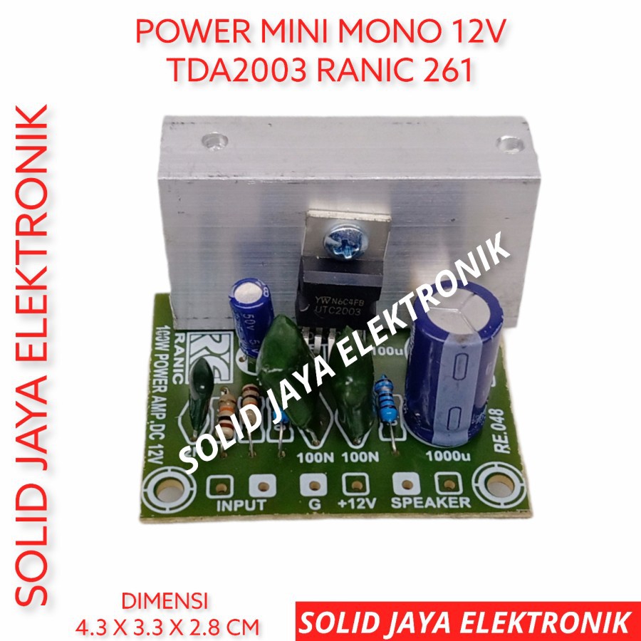 KIT POWER MINI MONO 12V DC TDA2003 12 VOLT V AMPLIFIER AMPLI TDA 2004 RANIC 261 ASLI ORIGINAL