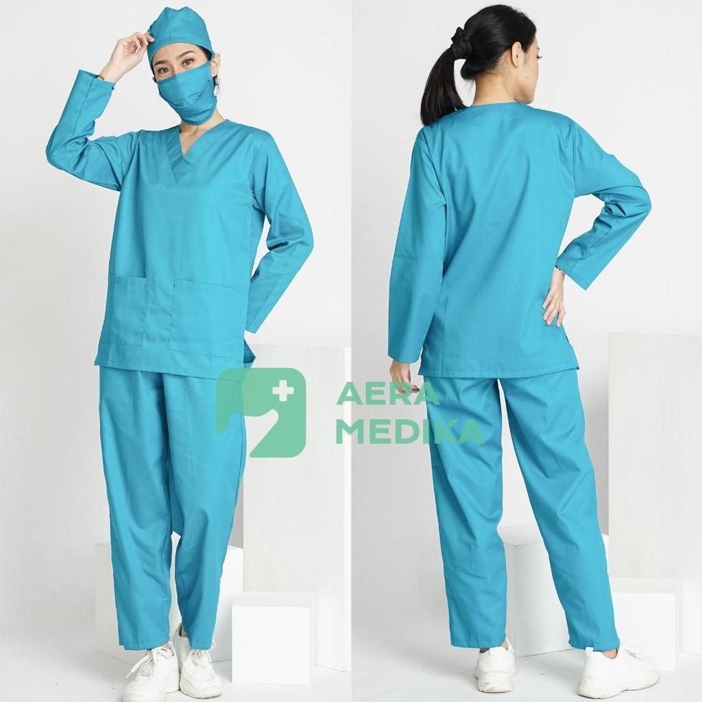 SCRUB/ BAJU JAGA/ SERAGAM OKA Lengan Panjang Aera Medika-Teal