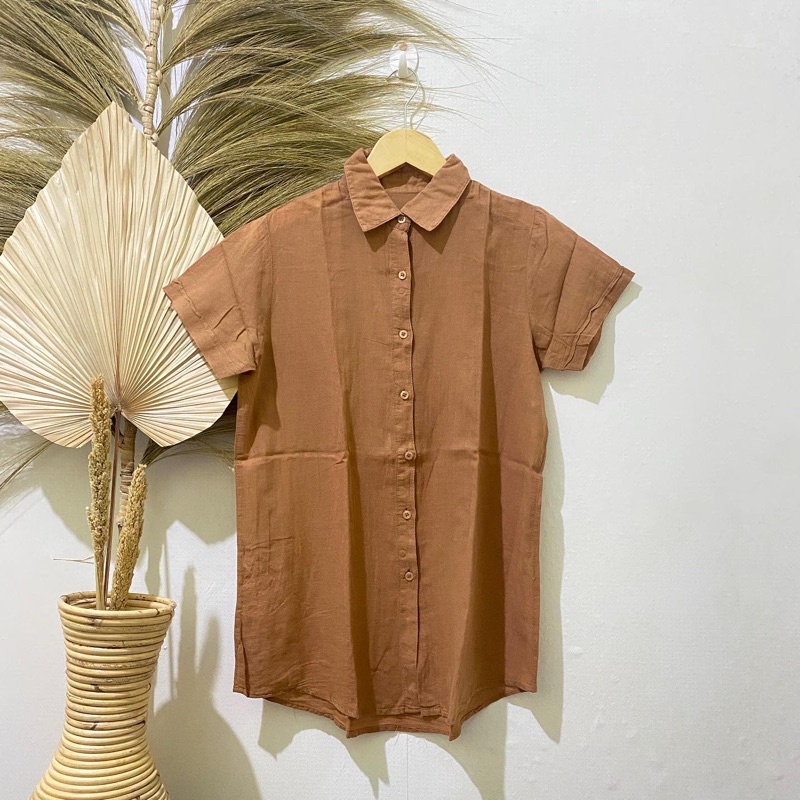 Thrift Kemeja Blouse Atasan Wanita Motif Polos Vintage - Batch 37 (B2-153 s/d B2-192)-B2-177