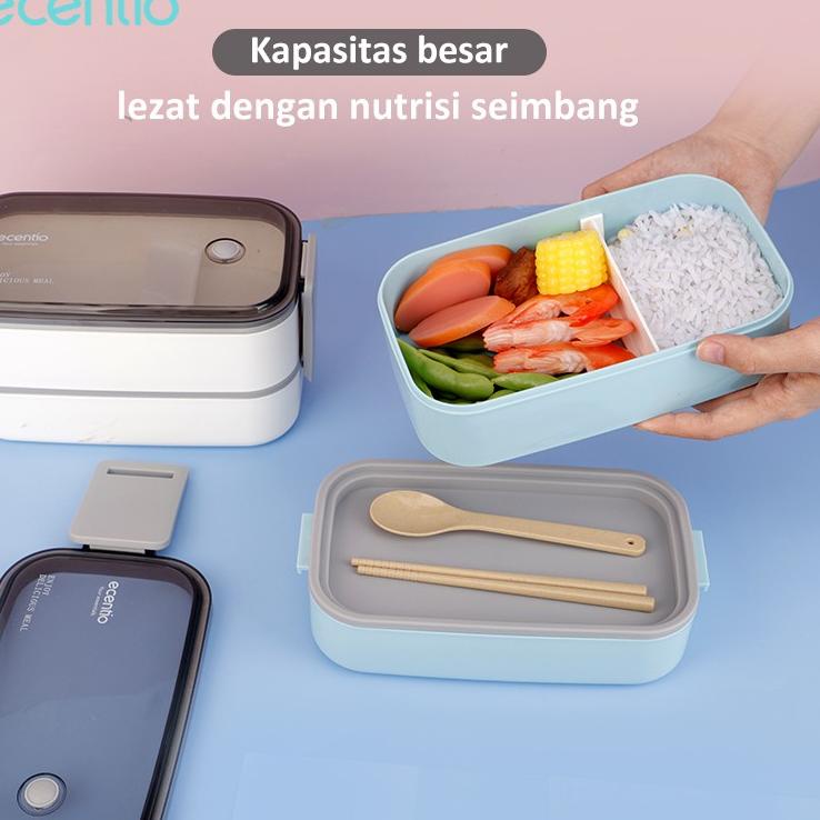 Sekarang Laris FOODI 2 susun lunch box Set single kotak Bekal makan Tepak Bento Box Tempat makan anti tumpah kapasitas besar 800ml/1600ml