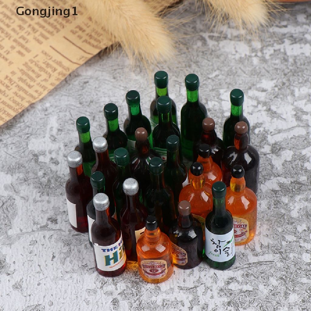 Gongjing1 8pcs Miniatur Botol Wine Mini Dekorasi Rumah Boneka 1: 12