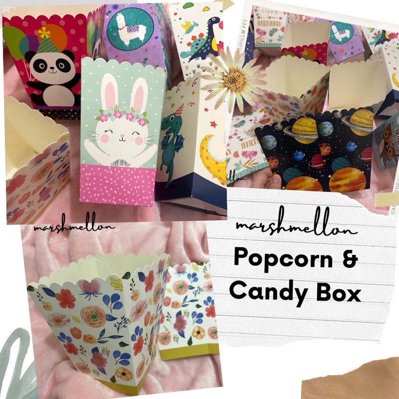 

Popcorn & Candy Box | Birthday Accesories | Gift Box | Dus Makanan | Dus Print | Birthday Bag | Kotak Hadiah | Galaxy Llama Rabbit Panda Baby Shark Sky Flowers Dinosaur | Kotak Kado | Pesta Ulang Tahun | Party Gift | Tempat Permen Motif Anak Warna Warni