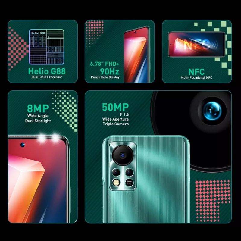 Hp Terbaru Infinix Hot 11s NFC 6/128 Ram 6GB Rom internal 128GB - New Baru Original Garansi Resmi - Helio G88 Gaming Fast Charging 50MP - Hot 11 S 4/64 4GB 64GB 6 4 128 64 GB - Warna Colour Green Black Purple Blue Hijau Hitam Ungu Biru Promo Murah Lebay-1