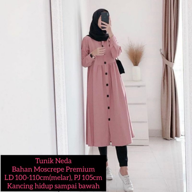 Tunik Neda kancing full / Atasan Murah / Tunik Murah