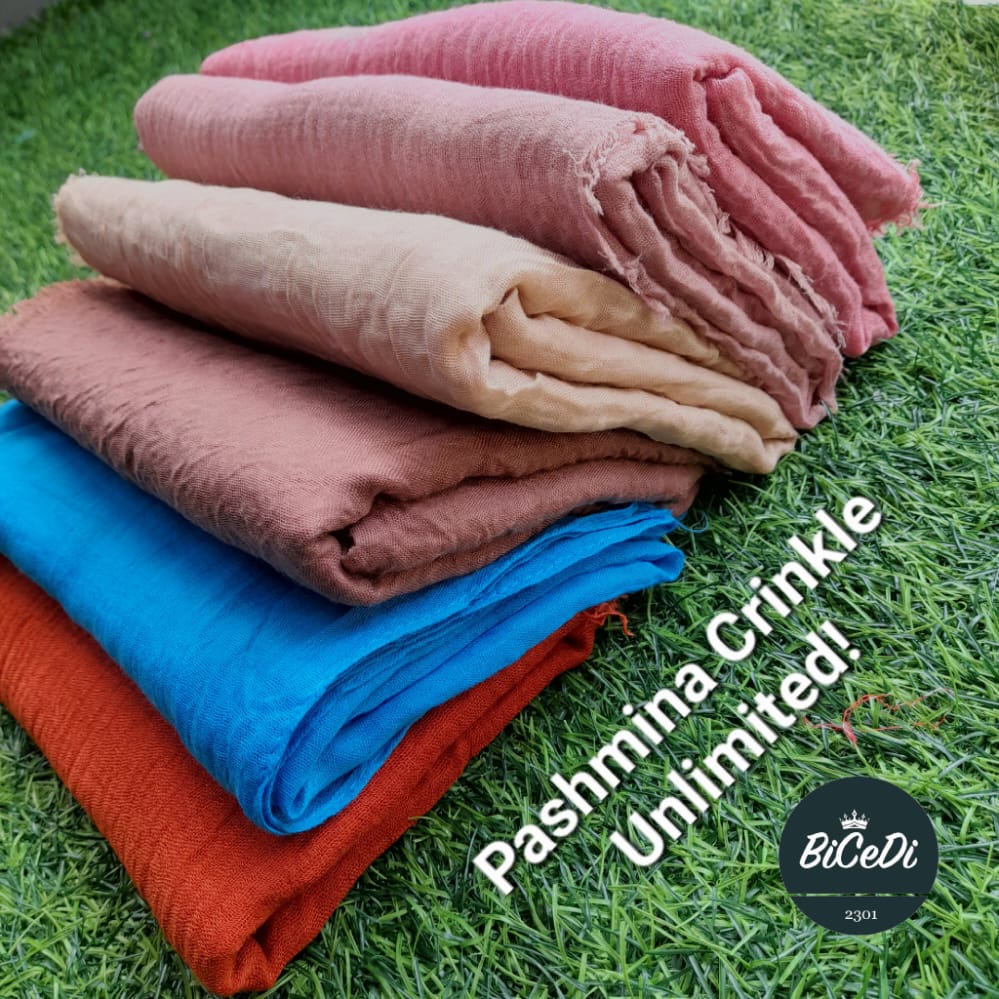 Pashmina Crinkle premium shawl jilbab murah meriah