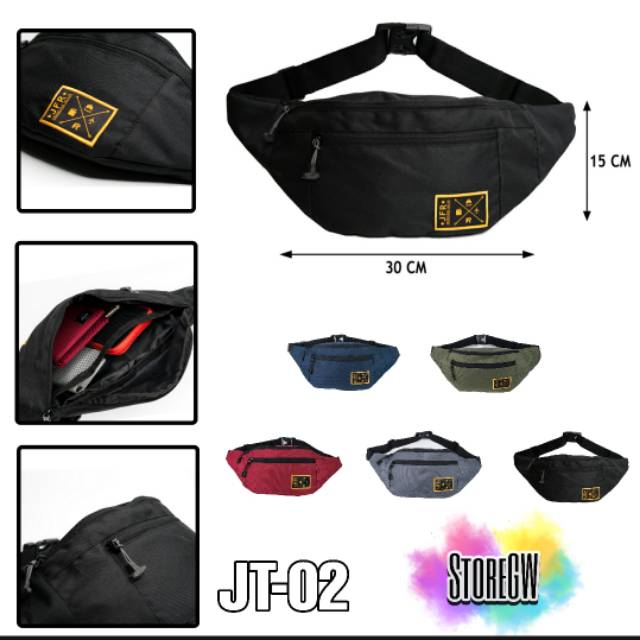 PROMO Waistbag cowok original JFR bahan polyester fashion pria tas pria tas slempang JT 02