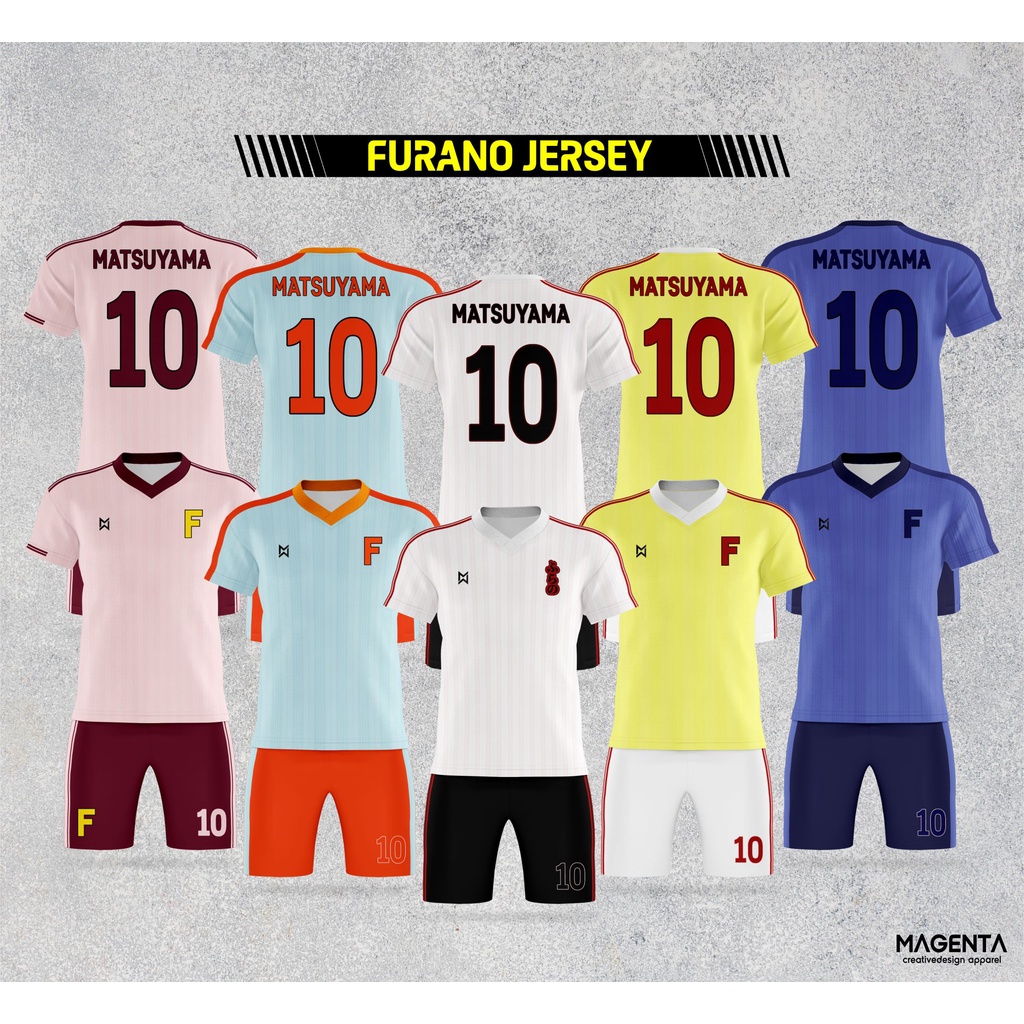 Jersey Futsal Tim FURANO Captain Tsubasa Full Printing / Setelan Futsal / Baju Bola