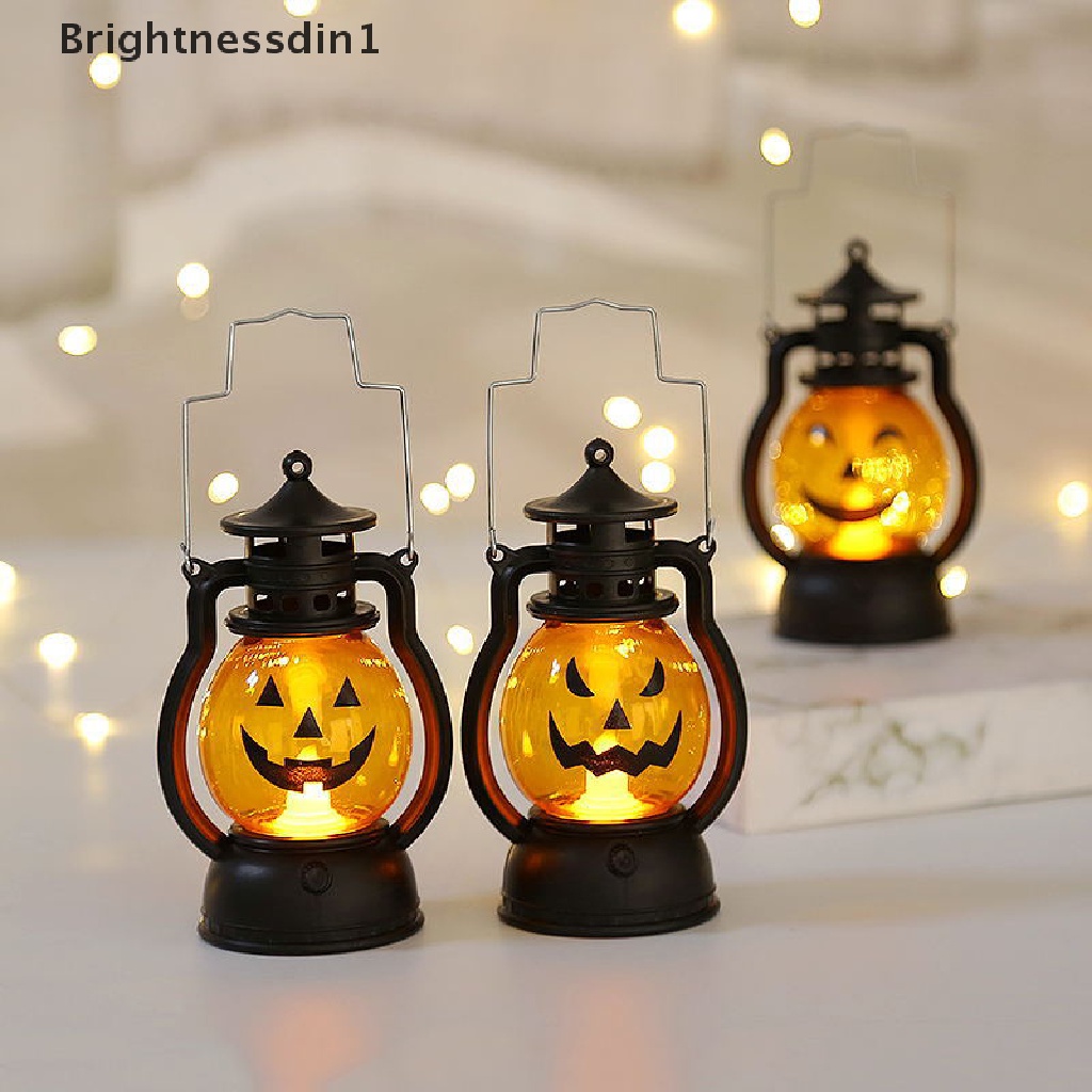 (Brightnessdin1) Lampu Lentera LED Bentuk Labu / Hantu Untuk Dekorasi Halloween