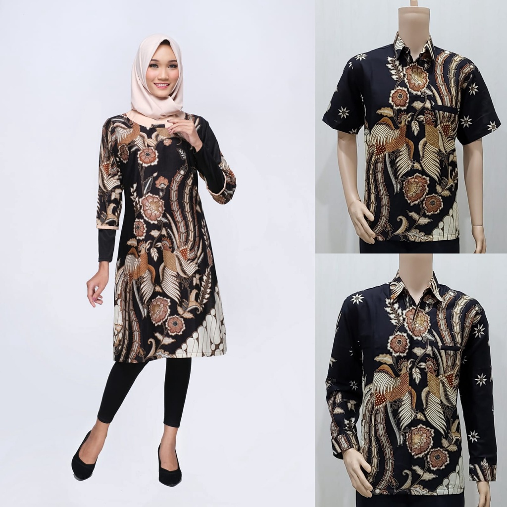 Set Couple Sarimbit Keluarga Lebaran Tunik Batik Muslim 3022