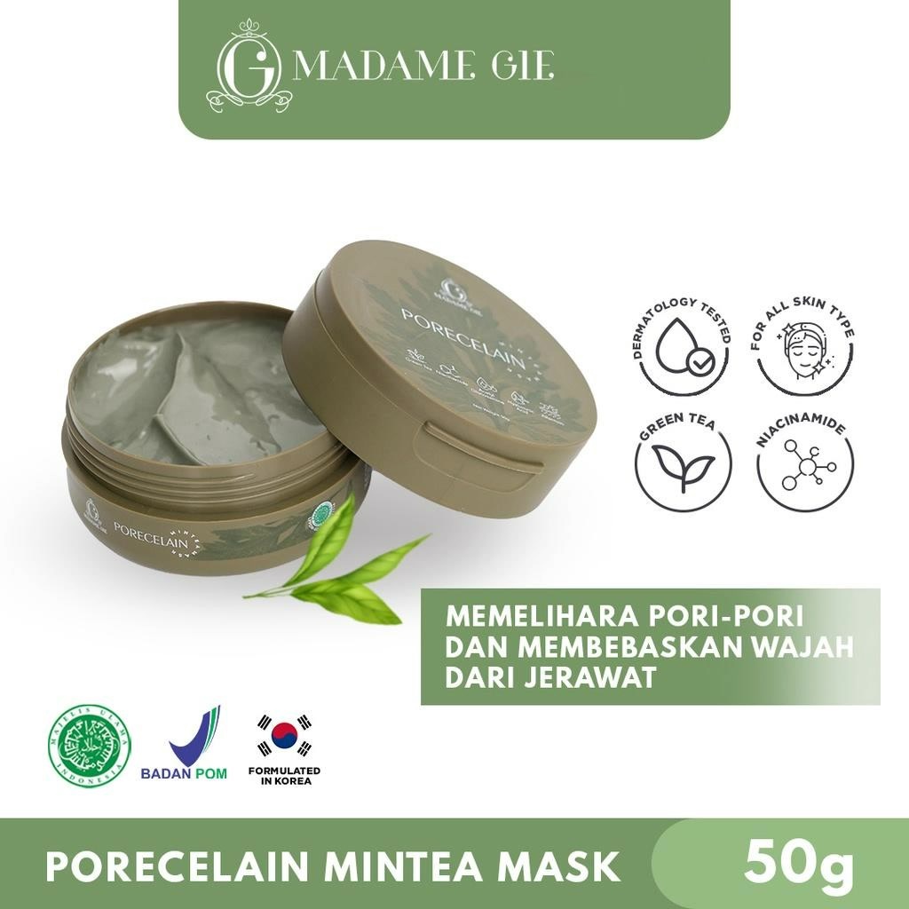 ★ BB ★ Madame Gie Porecelain Mintea Mask - Masker Pori Pori Kecil Minimalis Bebas Jerawat