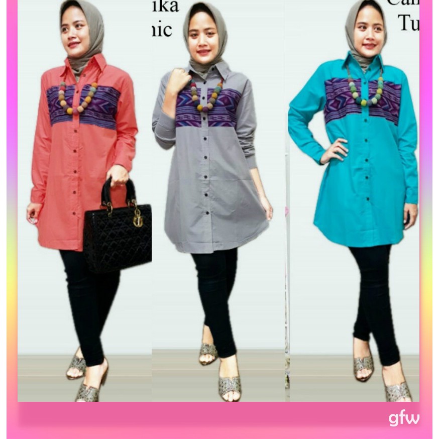 AtasanTunik Cantika FREEBONUS GFW 51477 BisaCOD TunikMuslim Katun LD100cm BajuMuslim TunikMurah