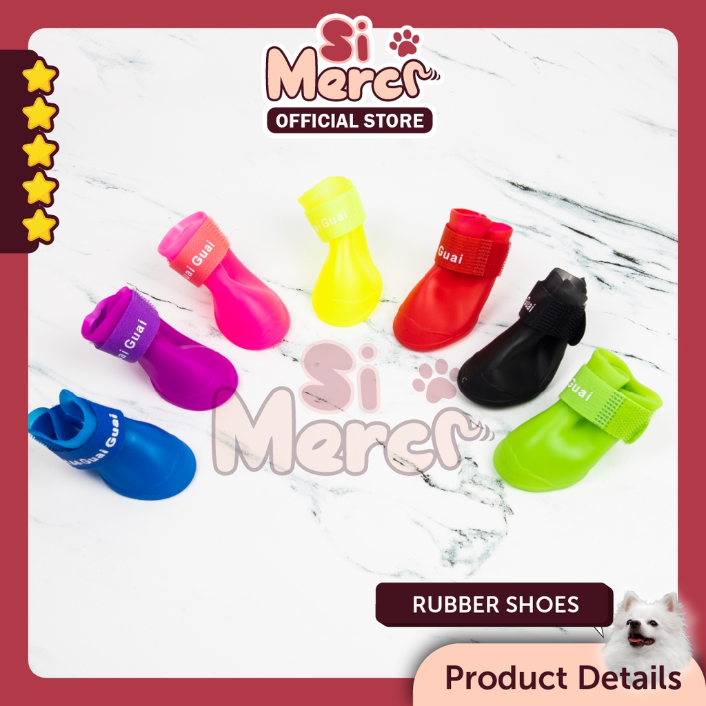 Rubber Shoes / Sepatu Karet Anjing / Sepatu Boots Anjing Kucing 4pcs Anti Air/Sepatu Anjing/Sepatu Anjing Kecil/Sepatu Kucing