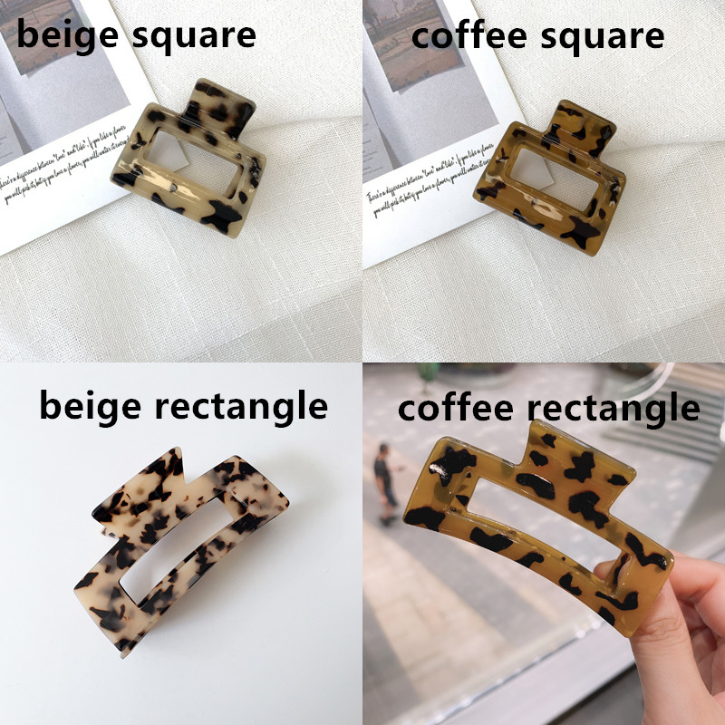 Roselife Acrylic Geometric acetic acid  Leopard  Hair Claw Clip for Women Hairpin Ponytail Holder