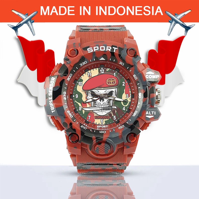 {Istimewa} Jam Tangan KOPASUS (KOMANDO PASUKAN KHUSUS) -Merah Army Water Resistant