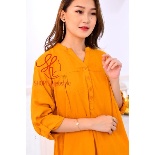 Blus Polos Mustard - Blouse Polos Rayon - Kubus - Fathin Basic - Kuning Kunyit - SHOPIE Hijabstyle-7