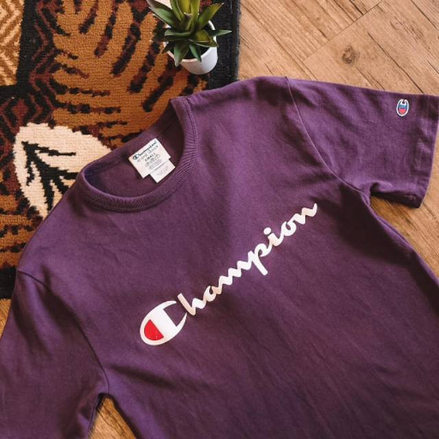  Champion  Heritage Life Big Logo Script Tee Purple Kaos  