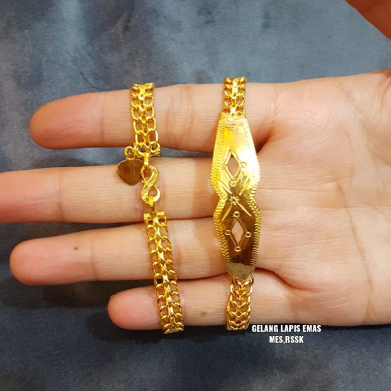 Gelang lapis emas 24k /replika, tahan lama,awet,persis seperti asli,tahan,cantik