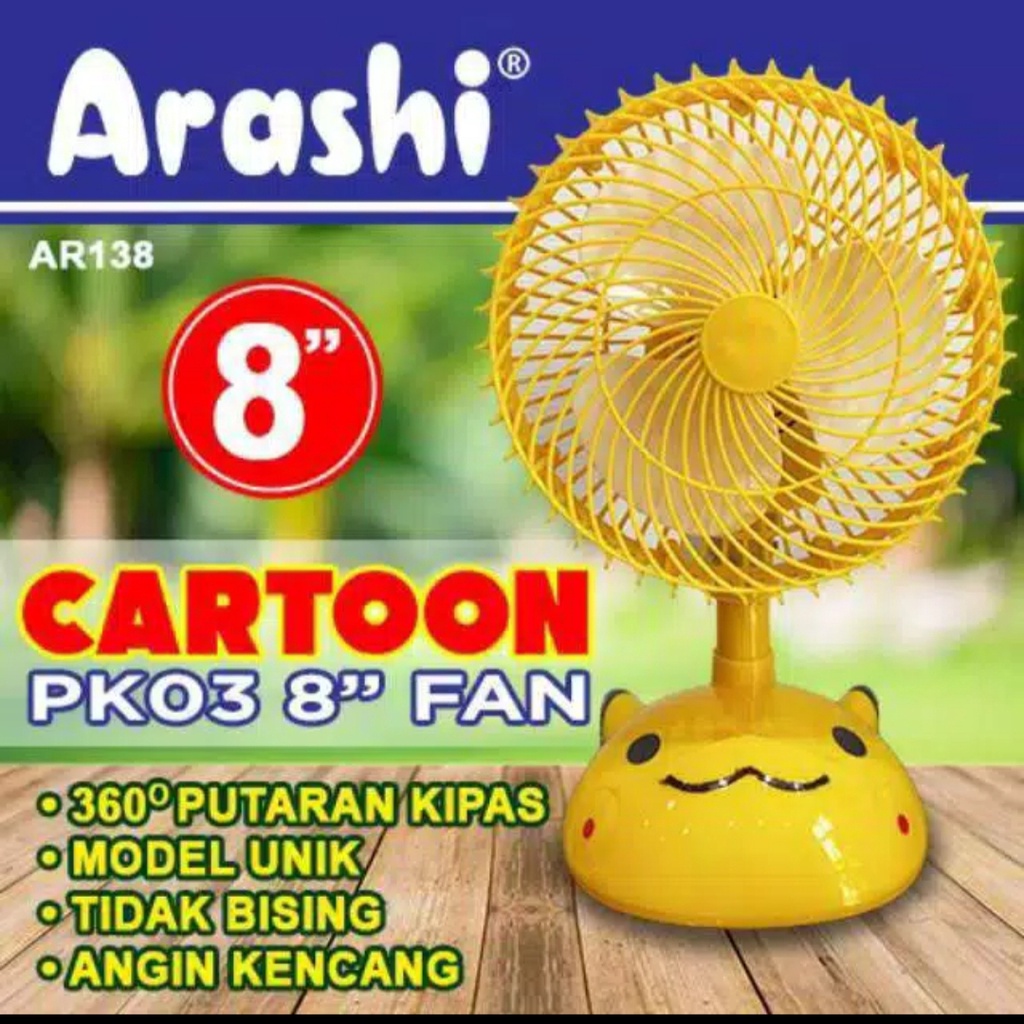 Kipas Angin Listrik Karakter Meja Dinding - Desk Wall Fan 2 IN 1 Arashi Cartoon / Hyperlite Fiction 8 Inch DM01 - SM02 - PK03