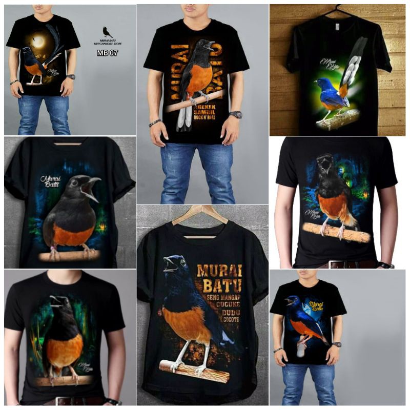 Jual Kaos distro kaos cowok keren gambar burung kicau murai batu banyak