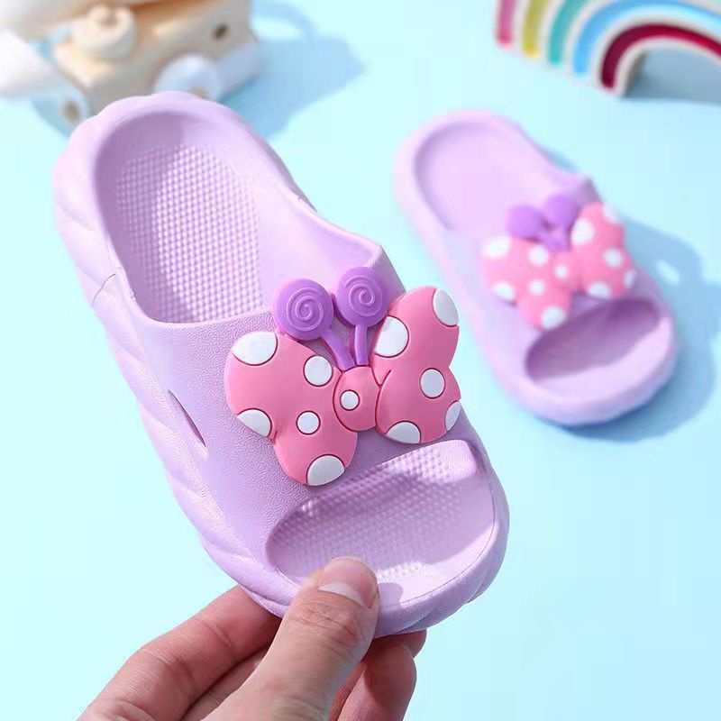 Sandal Slop Karet Anak Wanita Kupu Kupu Polkadot Import High Quality S2
