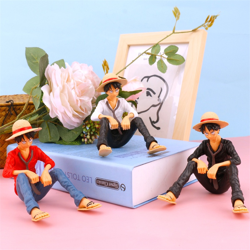 Mainan Action Figure Model Anime One Piece Luffy Duduk Untuk Koleksi