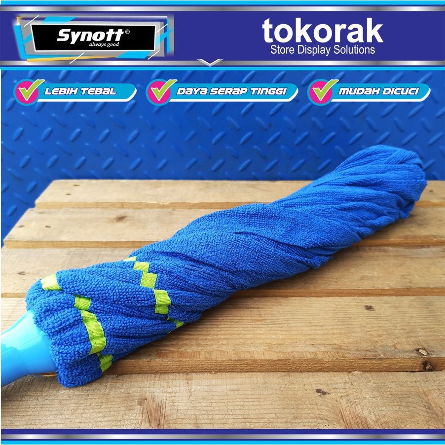 SYNOTT ALAT PEL KAIN MICROFIBER GAGANG STAINLESS TWIST MOP PUTAR KUNCI