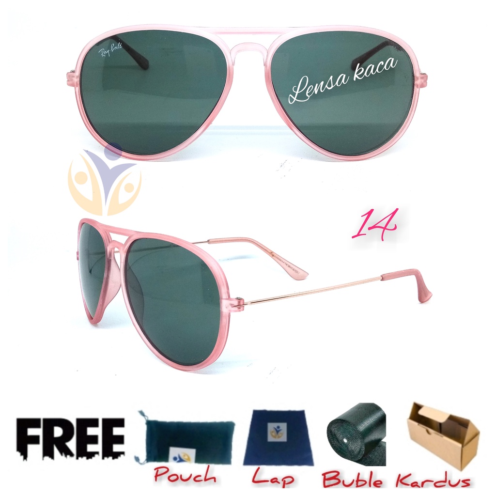 Kacamata hitam aviator lensa kaca UV Protection