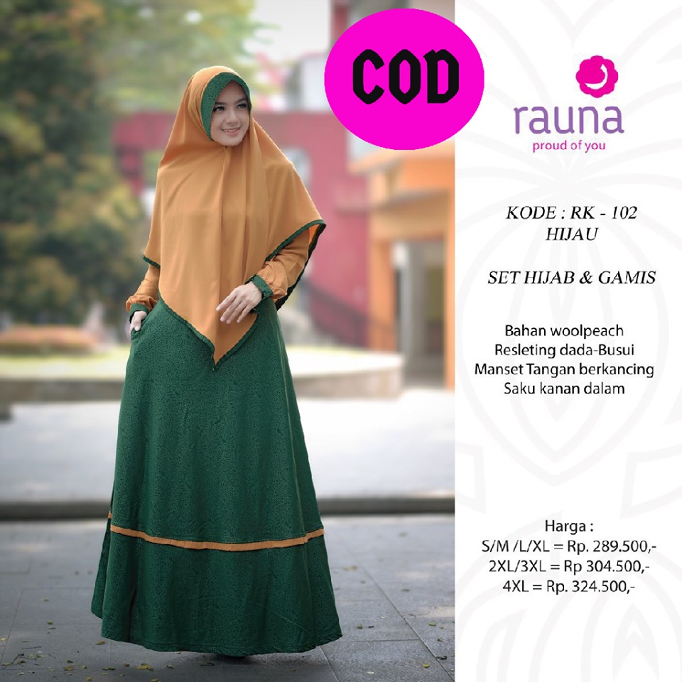 Dress Muslim Syar'i / Gamis Rauna / RK- 102 / Fashion Muslim