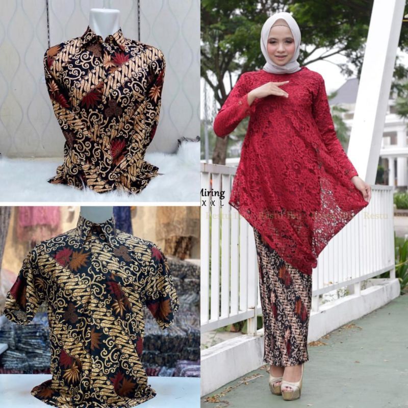 TUNIK BRUKAT MENCENG/SETELAN TUNIK BRUKAT/COUPLE TUNIK /COUPLE KEBAYA