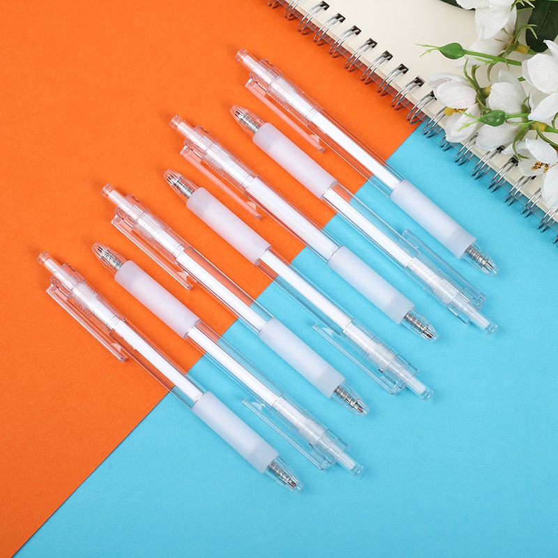 5pcs Transparent Bullet Point Gel Pen Press Pen Black Blue Ink Refill Stationery for School Office