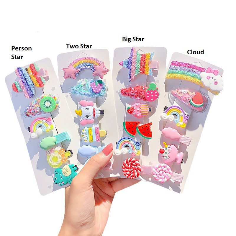 HOT SALE!! JEPIT RAMBUT ANAK KOREA RAINBOW SET SUPER CUTE ISI 6 PCS