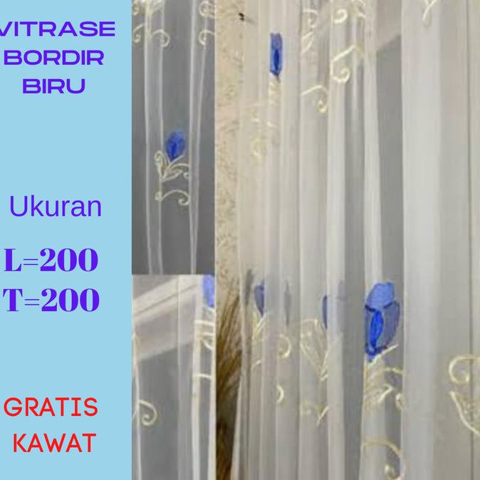 Vitrase Gorden Jendela Rumah Minimalis Motif Bordir Ukuran 200x200 cm