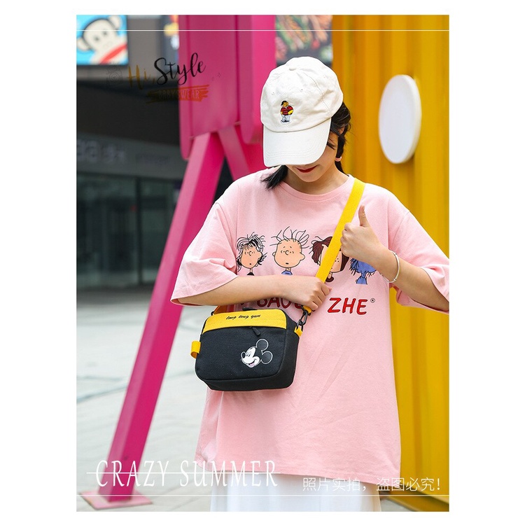 kids_storeofficial - Tas Selempang Mini Wanita Terbaru 2021 Kekinian Motif Carakter Mickey Combinasi Korean Style Murah