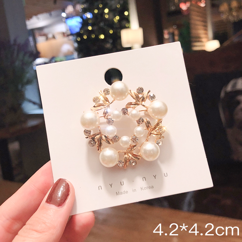 Pink Empress Lucu Korea Mutiara Bros Kepribadian Wanita High-end Korsase Pakaian Tetap Pin Aksesoris Hadiah-32#