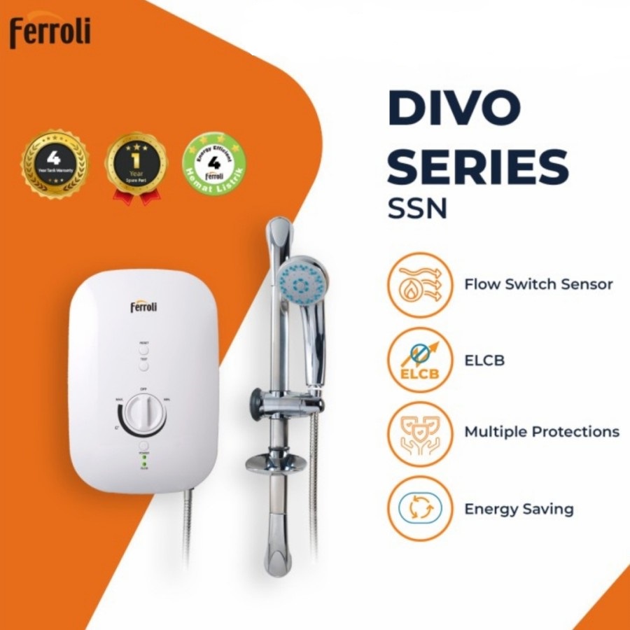 Ferroli Instant Electric Water Heater Divo Series SSN 2.4S Low Watt