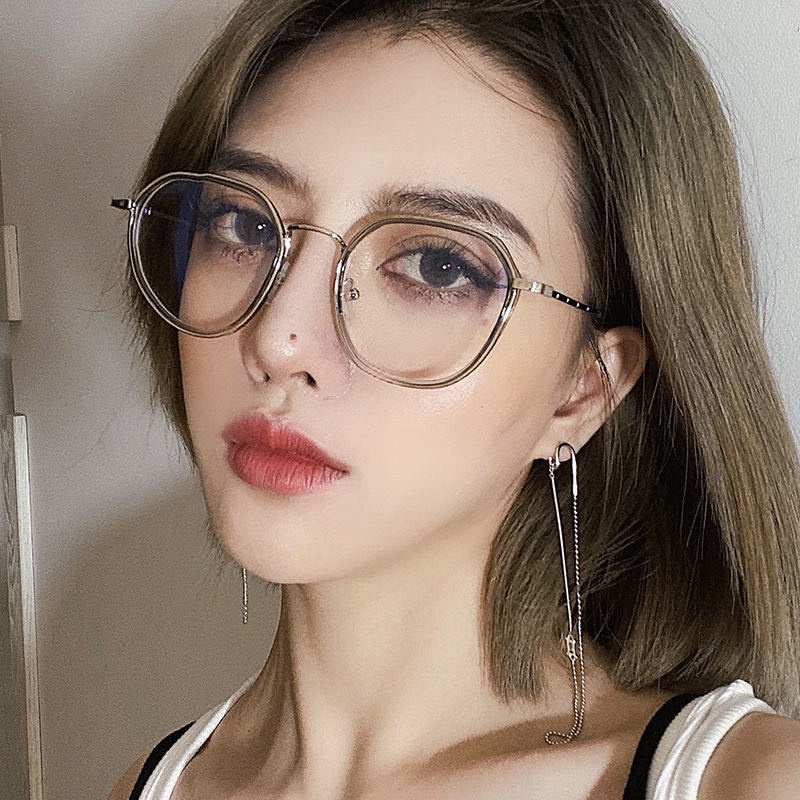 ♥TMALL88♥Kacamata Baca Frame Anti Radiasi Metal Gaya Retro Untuk Pria / Wanita