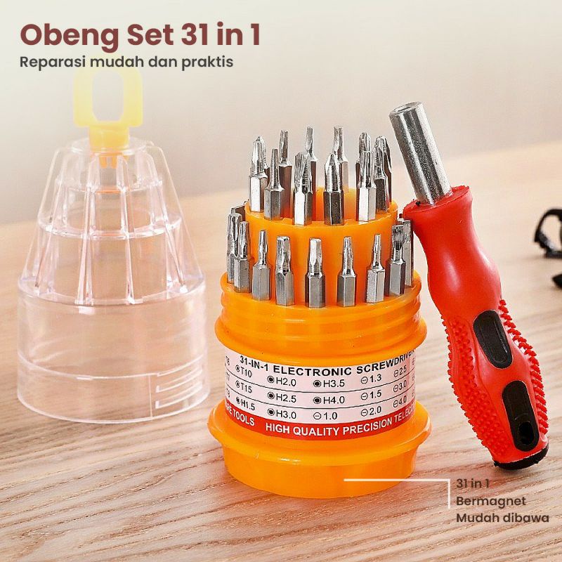 Obeng Mini Set 31 in 1 Obeng HP Obeng Lengkap dan Kecil