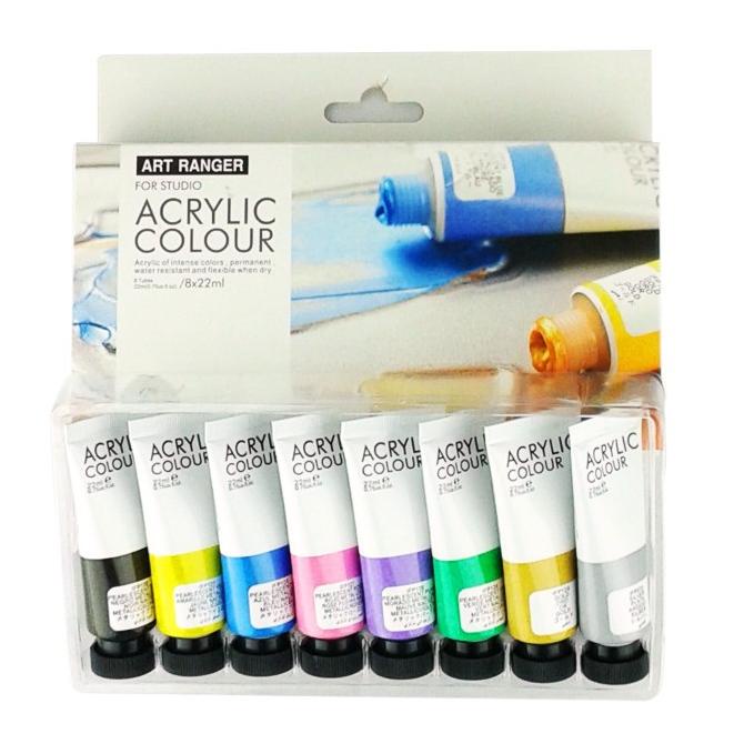 

SET 8 WARNA METALIK ART RANGER ACRYLIC METALLIC PAINT CAT AKRILIK