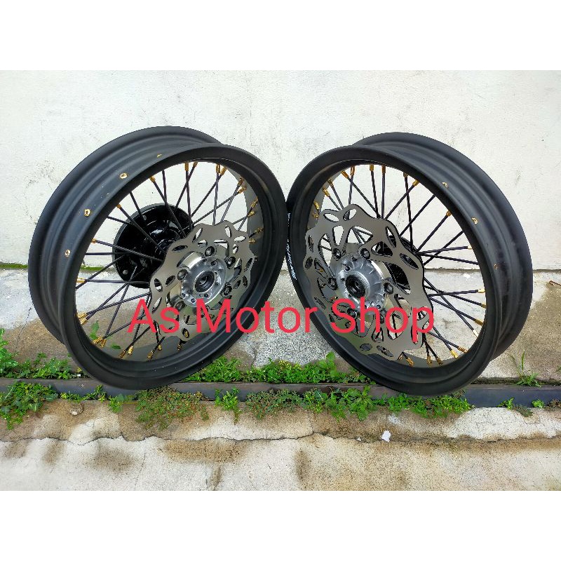 VELG SET KLX150 D-TRACKER VELG TAPAK LEBAR 250 300 RING 14 TROMOL SET FREE CAKRAM DEPAN BELAKANG