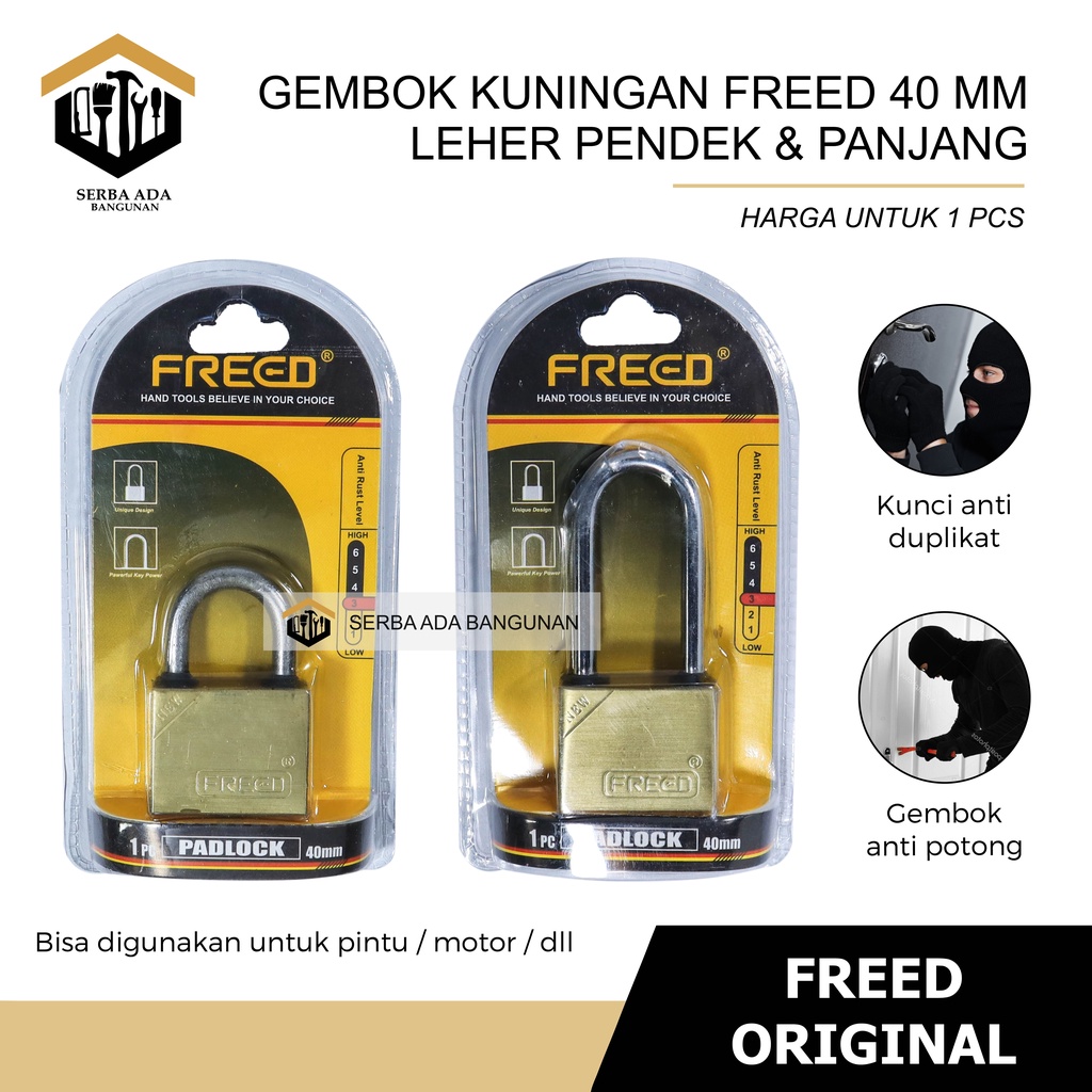 GEMBOK ANTI RUST ANTI CUT ANTI MALING / FREED ORIGINAL 100%  ( GOLD PLATED )TEBAL TOP SECURITY KUALITAS BAJA TINGGI