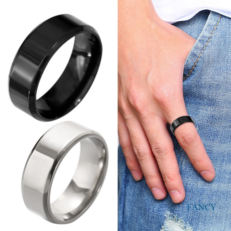 Cincin Bahan Stainless Steel Matte Gaya Punk Untuk Pria